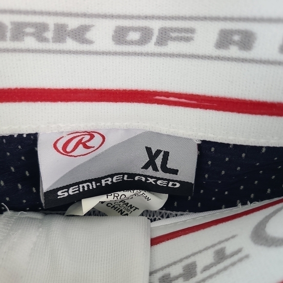 NEW Rawlings Men's Semi-Relaxed White Blue Baseball Pants Sz XL NWT - Picture 4 of 8